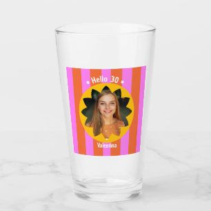 Verre anniversaire 30 ans photo colorée rose jaune tenda