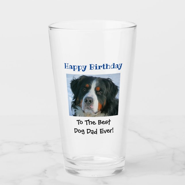 Verre Anniversaire Chien papa Meilleur Jour Animal Photo (Devant)