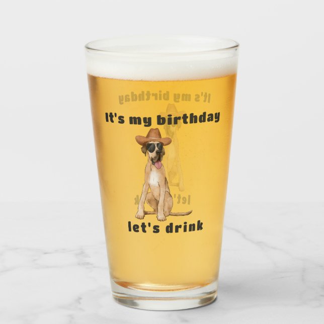 Verre Anniversaire du Chien de Cowboy (Devant (rempli))