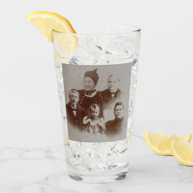 Verre Antique Famille Collage Photo B&W Image (Devant glace)