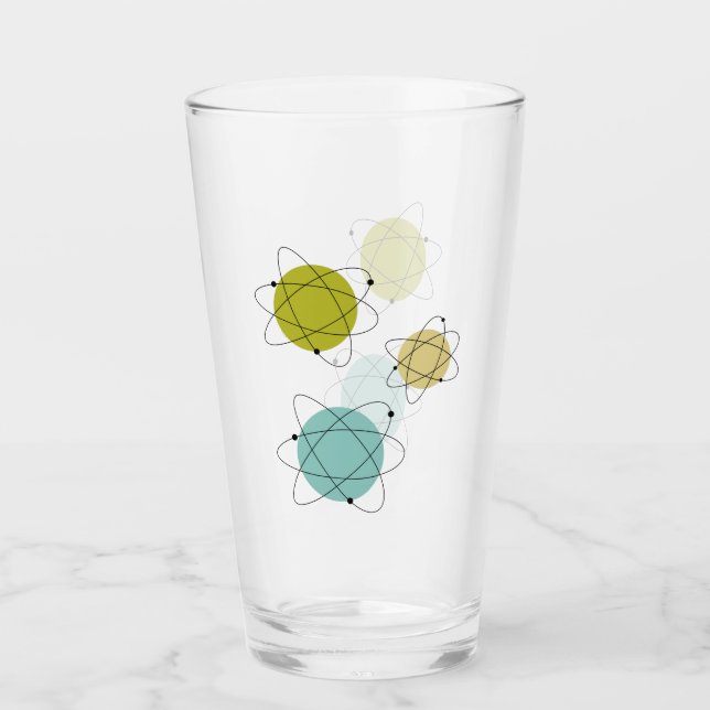 Verre Aqua bleu et jaune atomique milieu du siècle (Devant)
