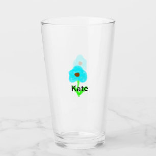Verre Aquarelle bleu vert ajoutez votre nom texte person