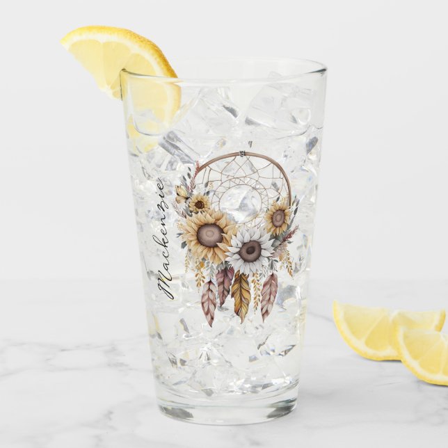 Verre Aquarelle Boho Dreamcatcher (Devant glace)