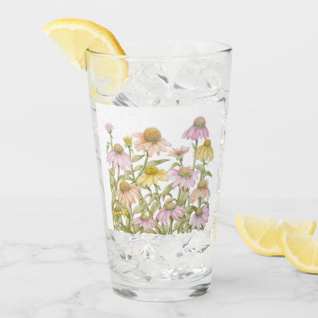 Verre Aquarelle fleurie d'art botanique (Devant glace)