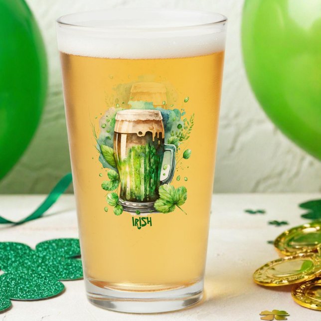 Verre Aquarelle Jour de la Saint Patrick de bière verte  (Créateur téléchargé)