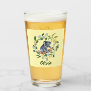 Verre Aquarelle Koala et couronne d'Eucalyptus