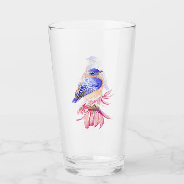 Verre Aquarelle Merlebleu de l'Ouest Art pour le (Devant)