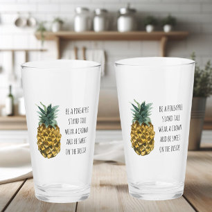 Verre Aquarelle moderne ananas et citation amusante posi
