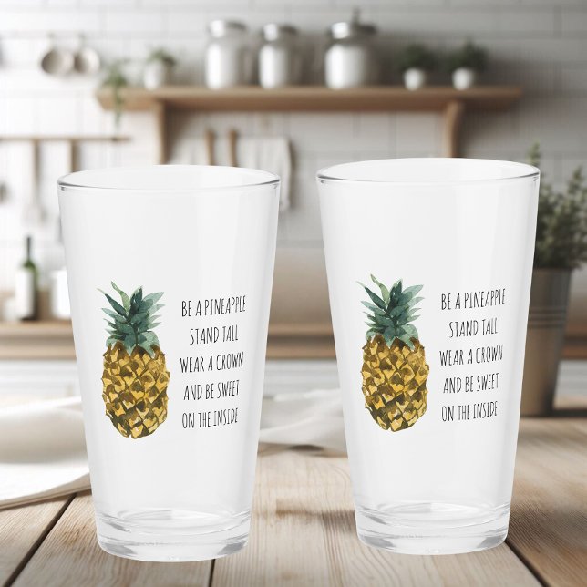 Verre Aquarelle moderne ananas et citation amusante posi (Créateur téléchargé)