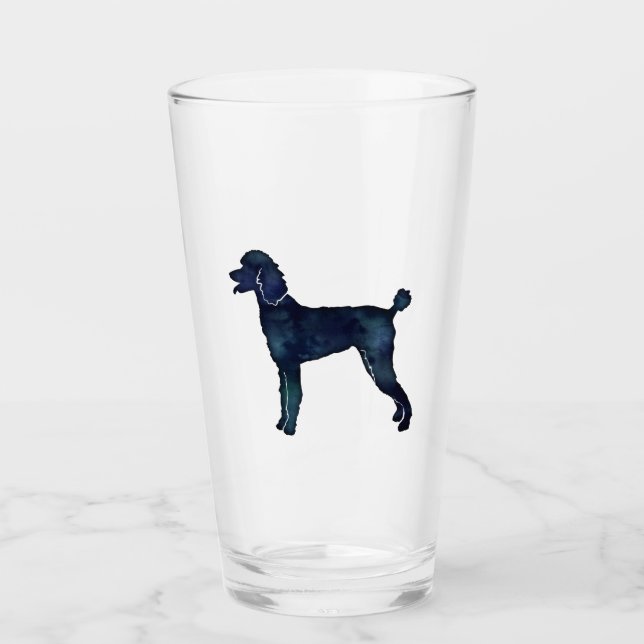 Verre Aquarelle noire de caniche Silhouette (Devant)