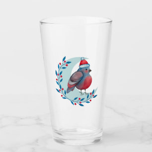 Verre Aquarelle Oiseau bleu de Noël sur la lune