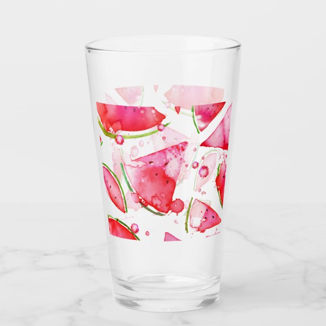 Verre Aquarelle pastèque 1 (Devant)