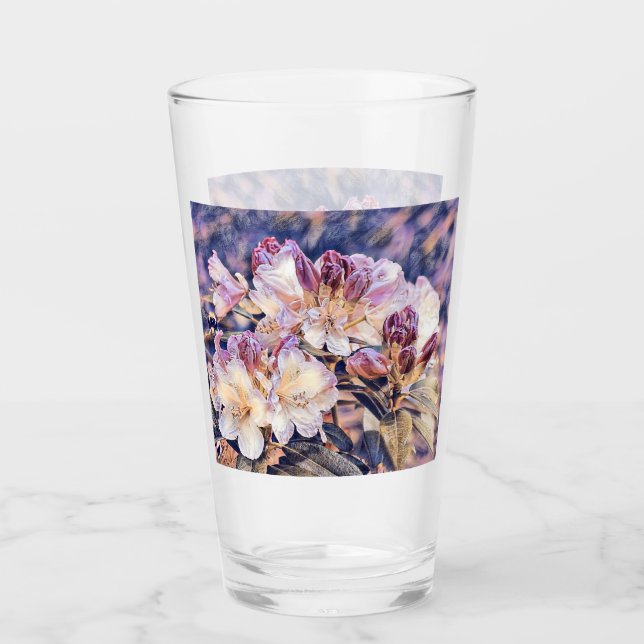 Verre Aquarelle peinte d'une fleur d'azée violette (Devant)