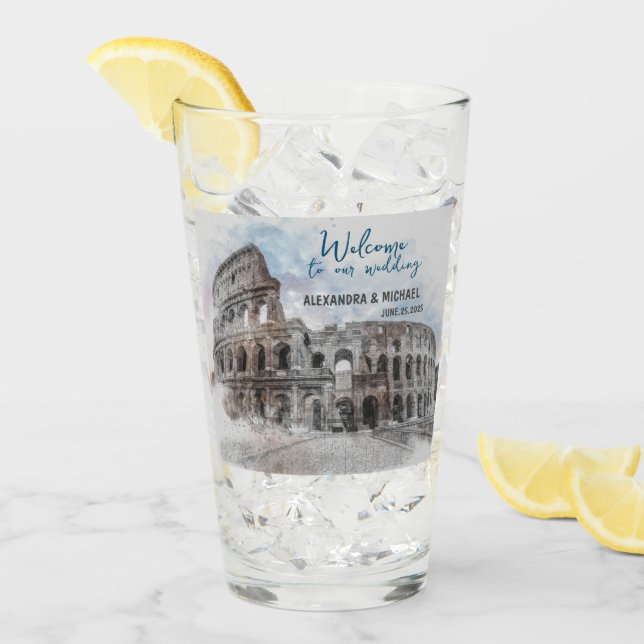 Verre Aquarelle Rome, Italie (Devant glace)