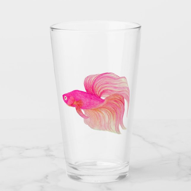 Verre Aquarelle rose Betta Fish (Devant)