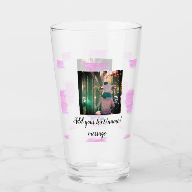 Verre Aquarelle rose violet père fils papa ajouter l'ima (Devant)