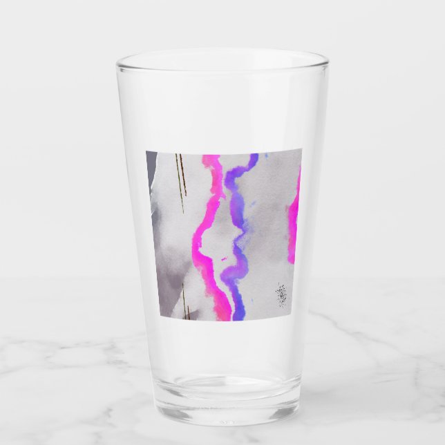 Verre Aquarelle violet et rose Abstrait (Devant)