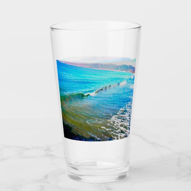 Verre Aquarelles Vagues  (Devant)
