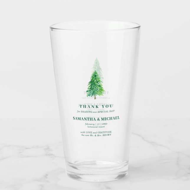 Verre Arbre de la forêt de Noël | Mariage moderne simple (Dos)