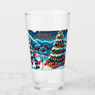 Verre Arbre de Noël 8 bits & Père Noël