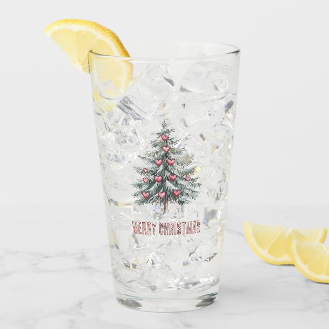 Verre Arbre de Noël aux coeurs (Devant glace)