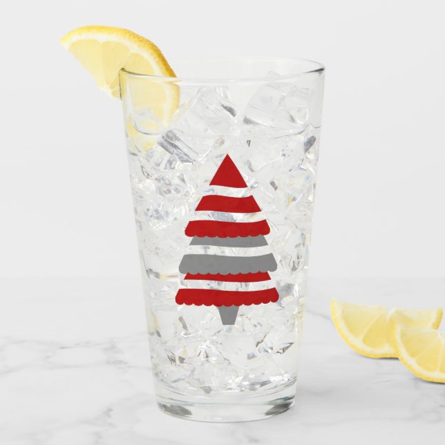 Verre Arbre de Noël rouge (Devant glace)