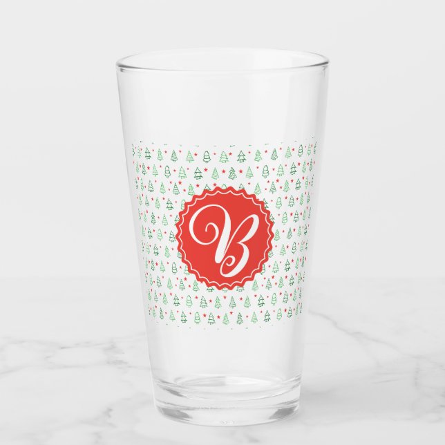 Verre Arbre de Noël rouge et vert (Devant)