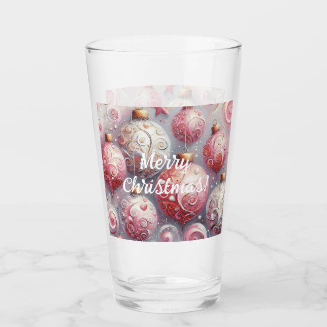 Verre Arbre de Noël Whimsical Ornaments Boules rose (Devant)