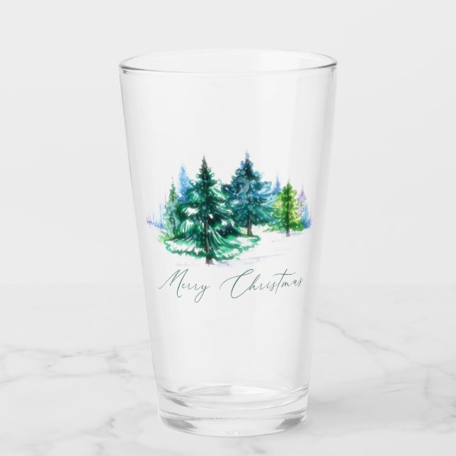 Verre Arbres à l'aquarelle  (Devant)