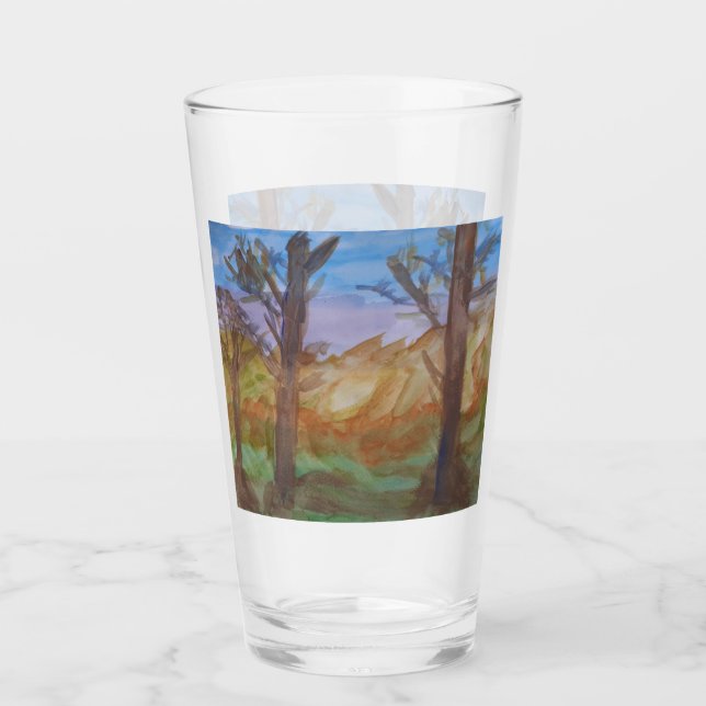 Verre Arbres au coucher du soleil (Devant)