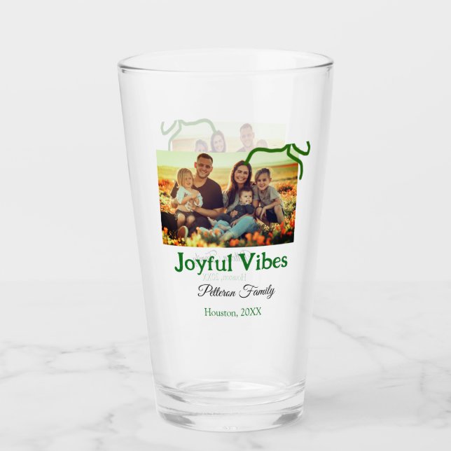 Verre Arc vert joyeuse Vibes ajouter le nom de la photo  (Devant)
