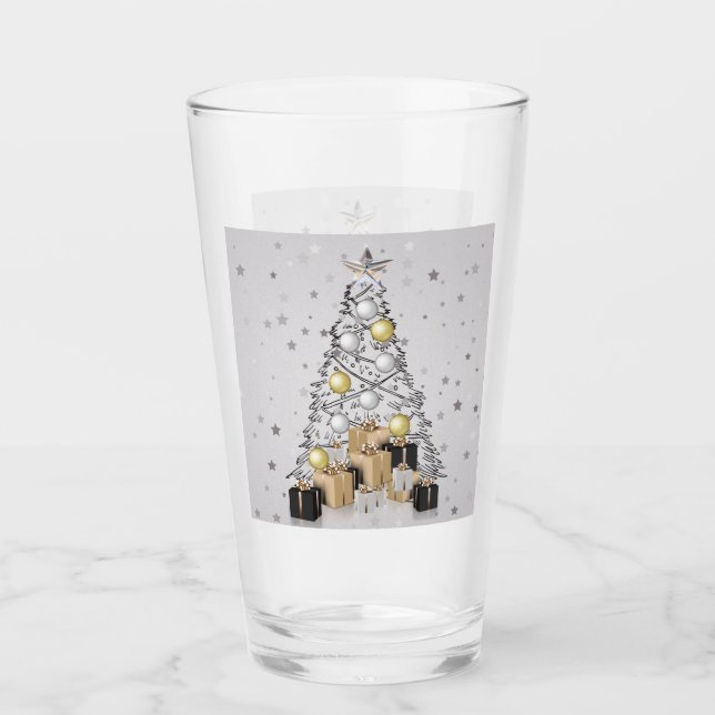 Verre Argent Gold et Arbre de Noël Noir (Devant)