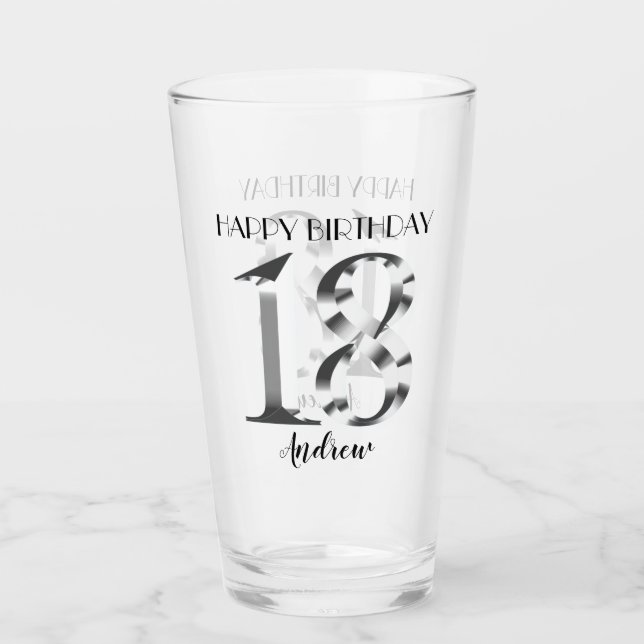 Verre Argent métallique 18e anniversaire (Devant)