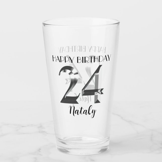 Verre Argent métallique 24e anniversaire (Devant)