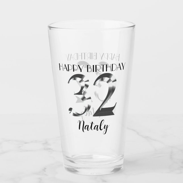 Verre Argent métallique 32e anniversaire (Devant)