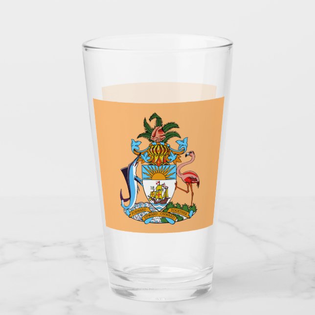 Verre Armoiries des Bahamas - Marlin, Flamant rose, Conq (Devant)
