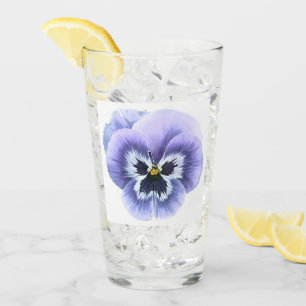 Verre Art botanique floral de pensée pourpre