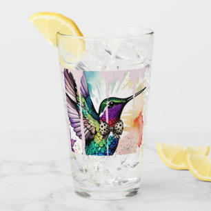Verre Art de l'oiseau à coup de pinceau