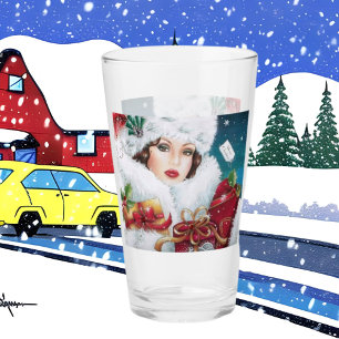 Verre Art déco rétro dame de Noël