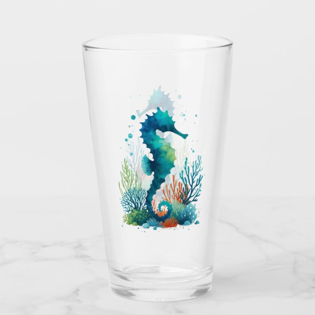 Verre art marin/de plage/côtier hippique (Devant)
