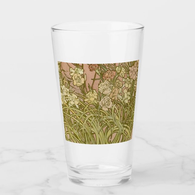 Verre Art Nouveau Alphonse Mucha Fleurs de carnation flo (Devant)