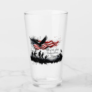 Verre Art patriotique du 4 juillet avec drapeau et solda