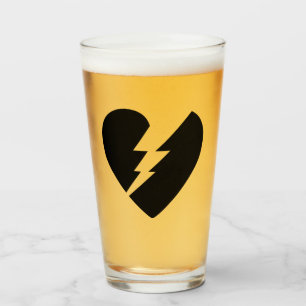 Verre Art vectoriel du coeur brisé noir et blanc
