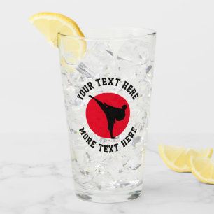 Verre Arts martiaux personnalisés karaté kick silhouet