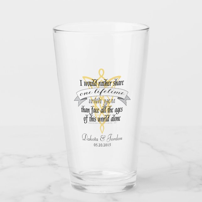 Verre Arwen "Une Vie Avec Vous" Citation Avec Bannière (Devant)