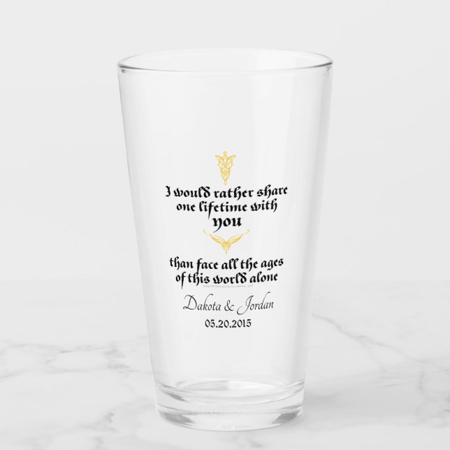 Verre Arwen "Une Vie Avec Vous" Citation Avec Icônes (Devant)