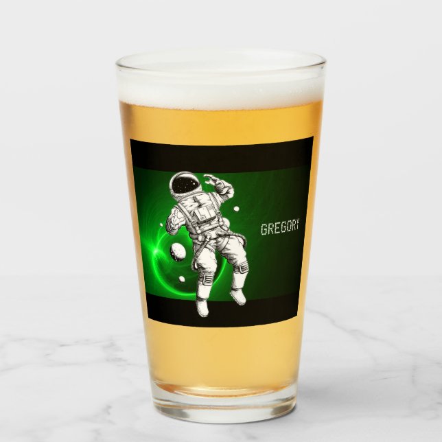 Verre Astronaut Galaxie Verte Personnalisé (Devant (rempli))