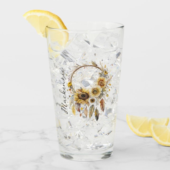 Verre Attrape-rêve bohème à l'aquarelle (Devant glace)