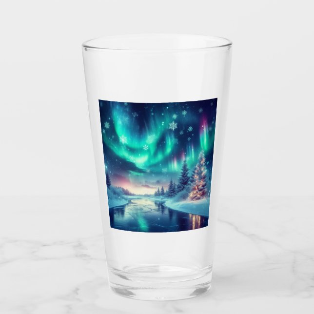 Verre aurora borealis/Noël/hiver (Devant)