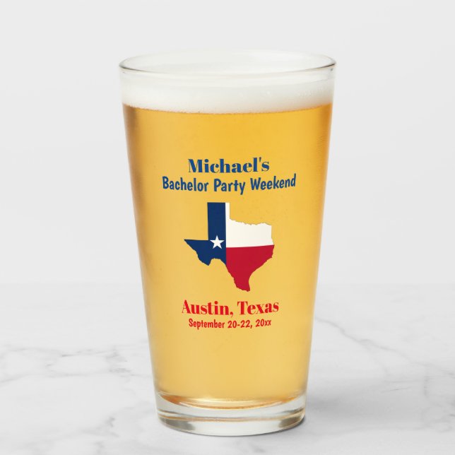 Verre Austin Texas Bachelor Party Favoriser Beer Pint (Devant (rempli))